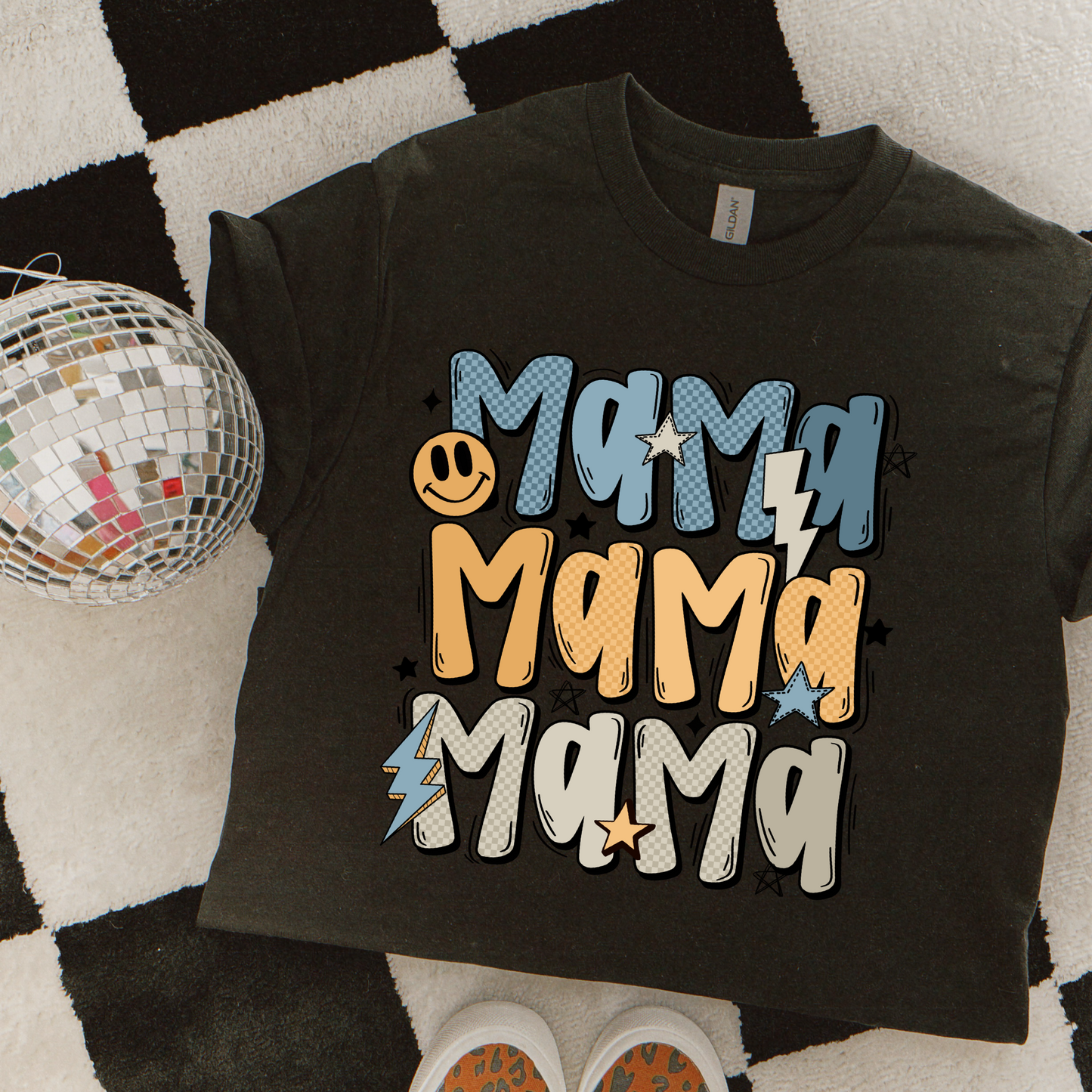 Mama smiley blue matching