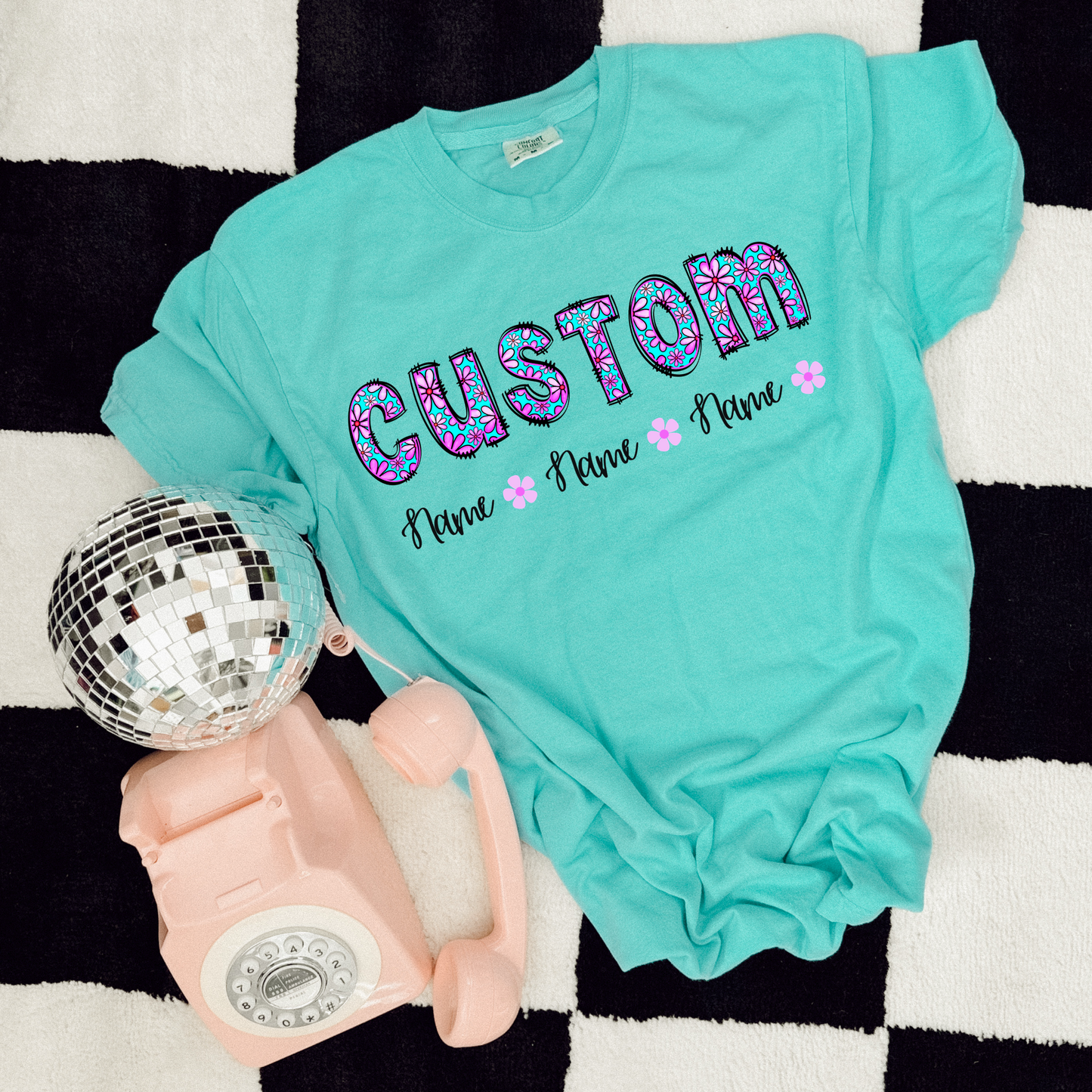 Custom name /kid names floral purple