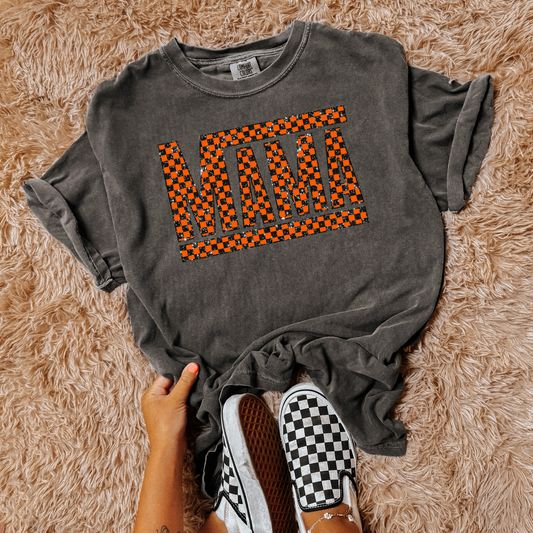 Orange black check mama