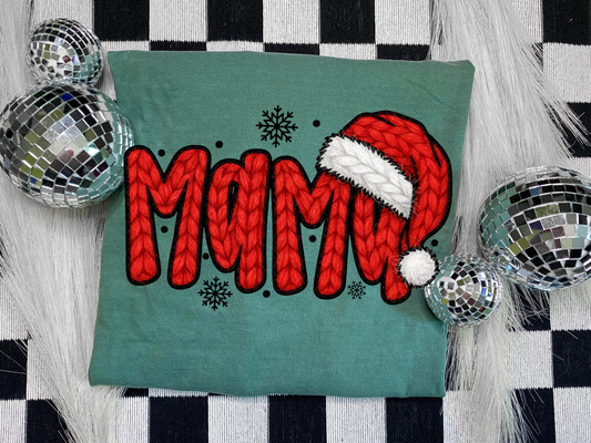 Mama red stitched Santa hat