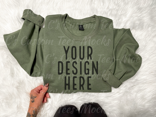 Gildan military green mockup