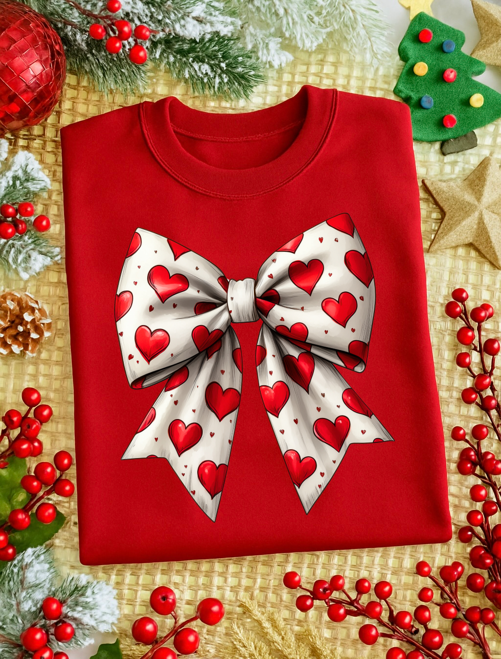 Red heart bow