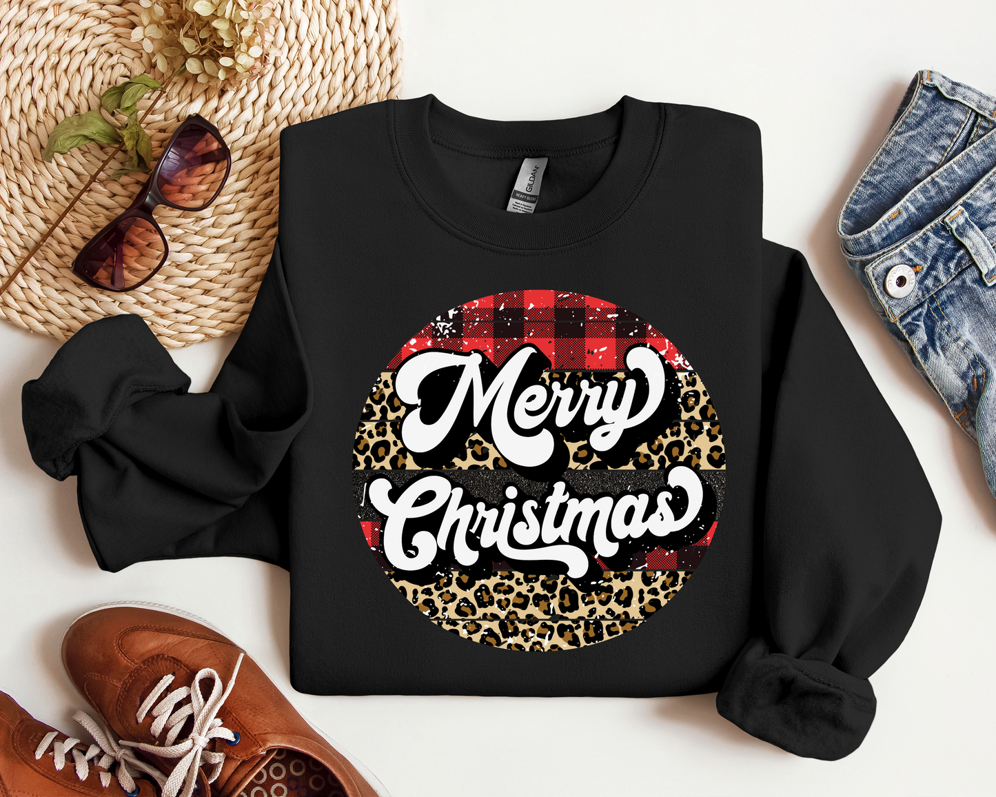 Circle retro merry Christmas