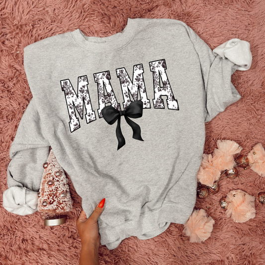 Black bow floral mama