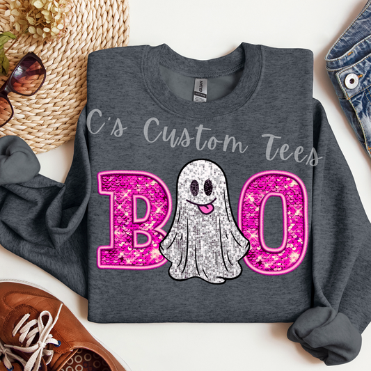Pink sequin boo ghost