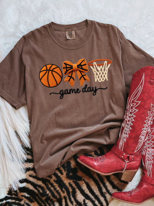 Game day basketball stitched look