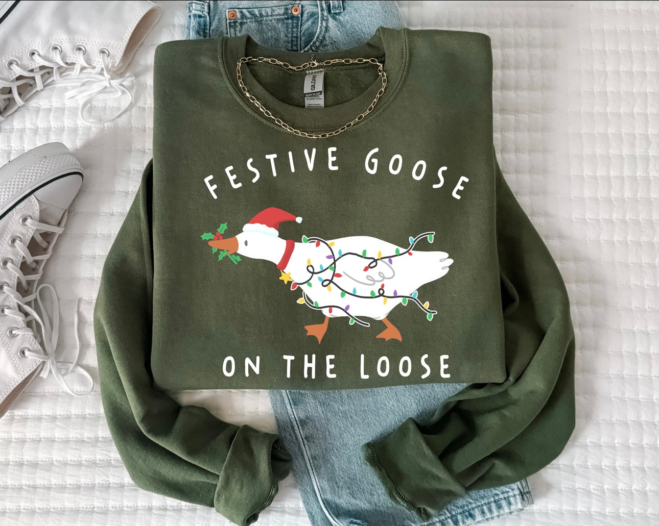 Festive goose on the loose