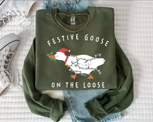 Festive goose on the loose