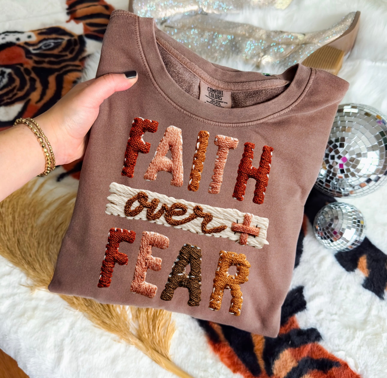 Faith over fear stitched look