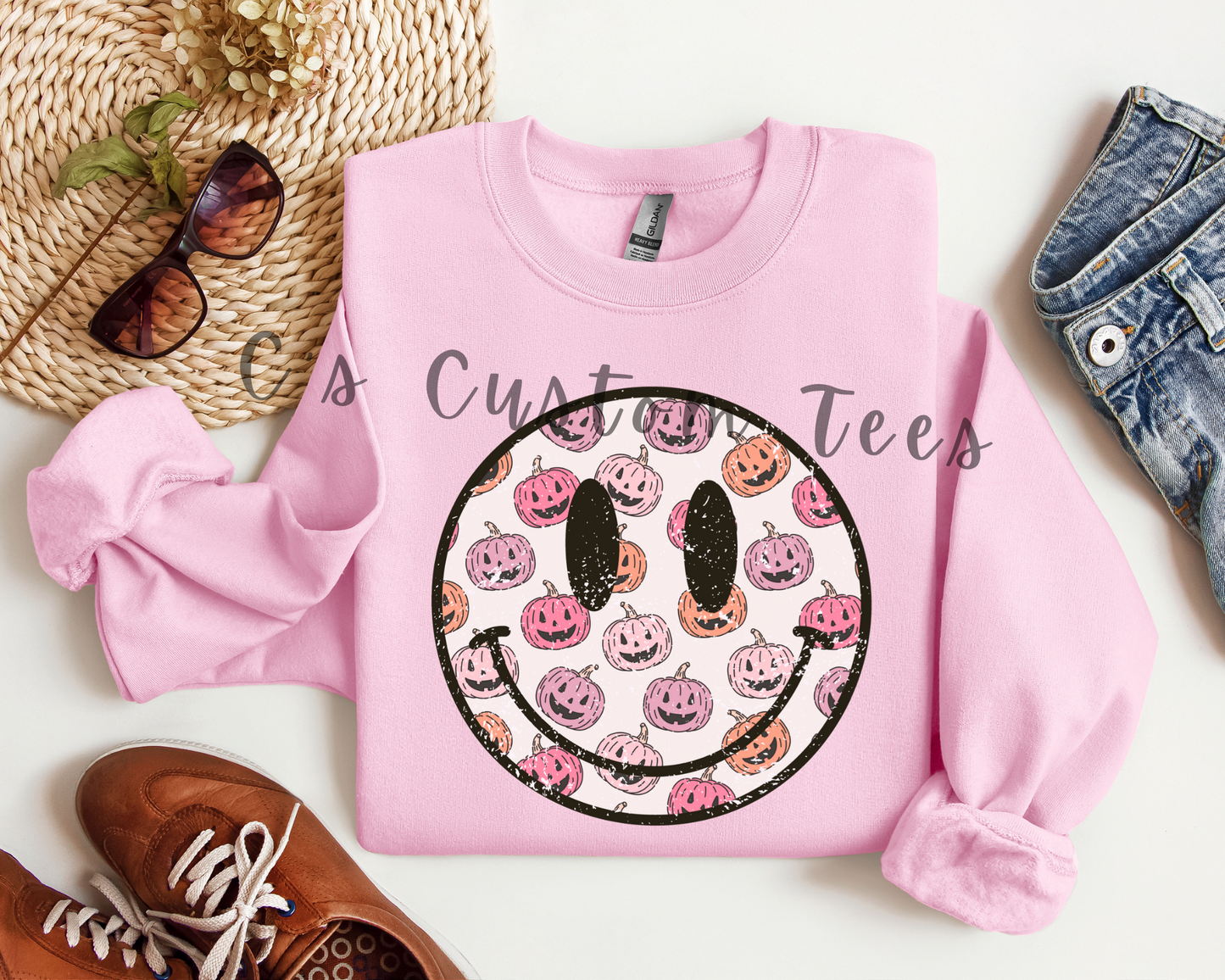 Pumpkin pink smiley face