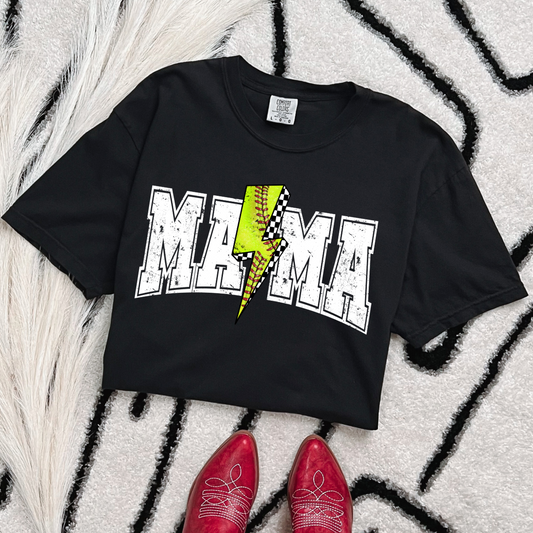 Mama softball bolt -white font