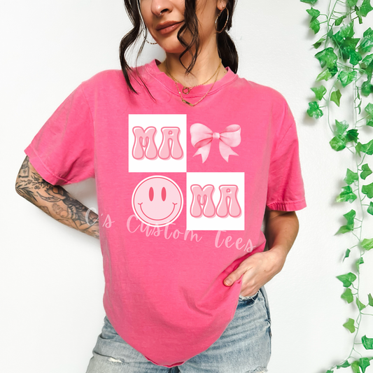 Mama pink bow smiley