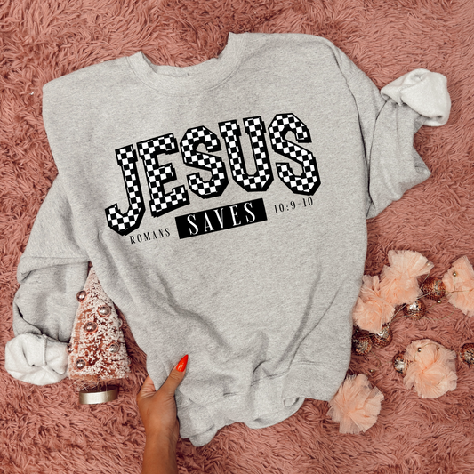 Jesus saves checkered