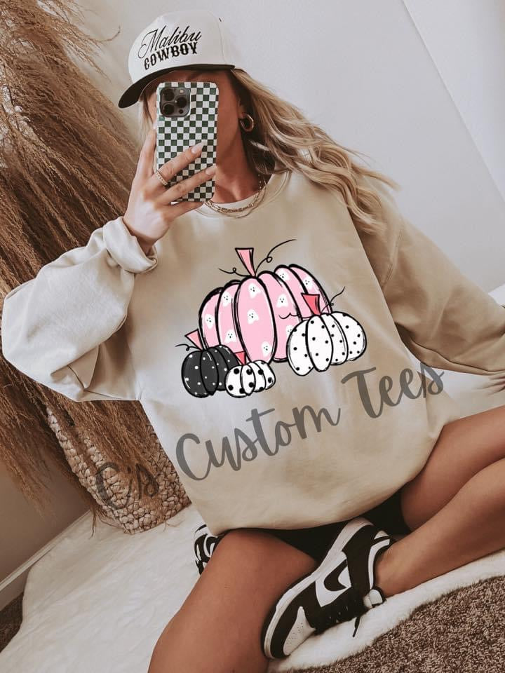 Pink polka dot pumpkins