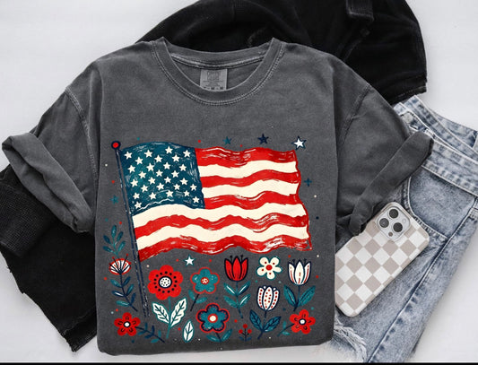Flag & flowers