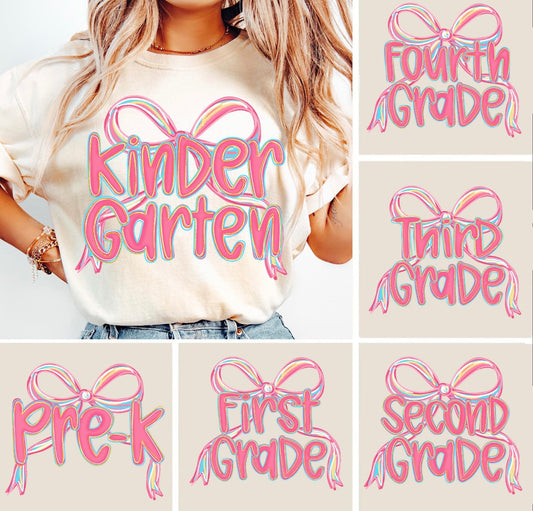 Grade girl version pink bow -children size