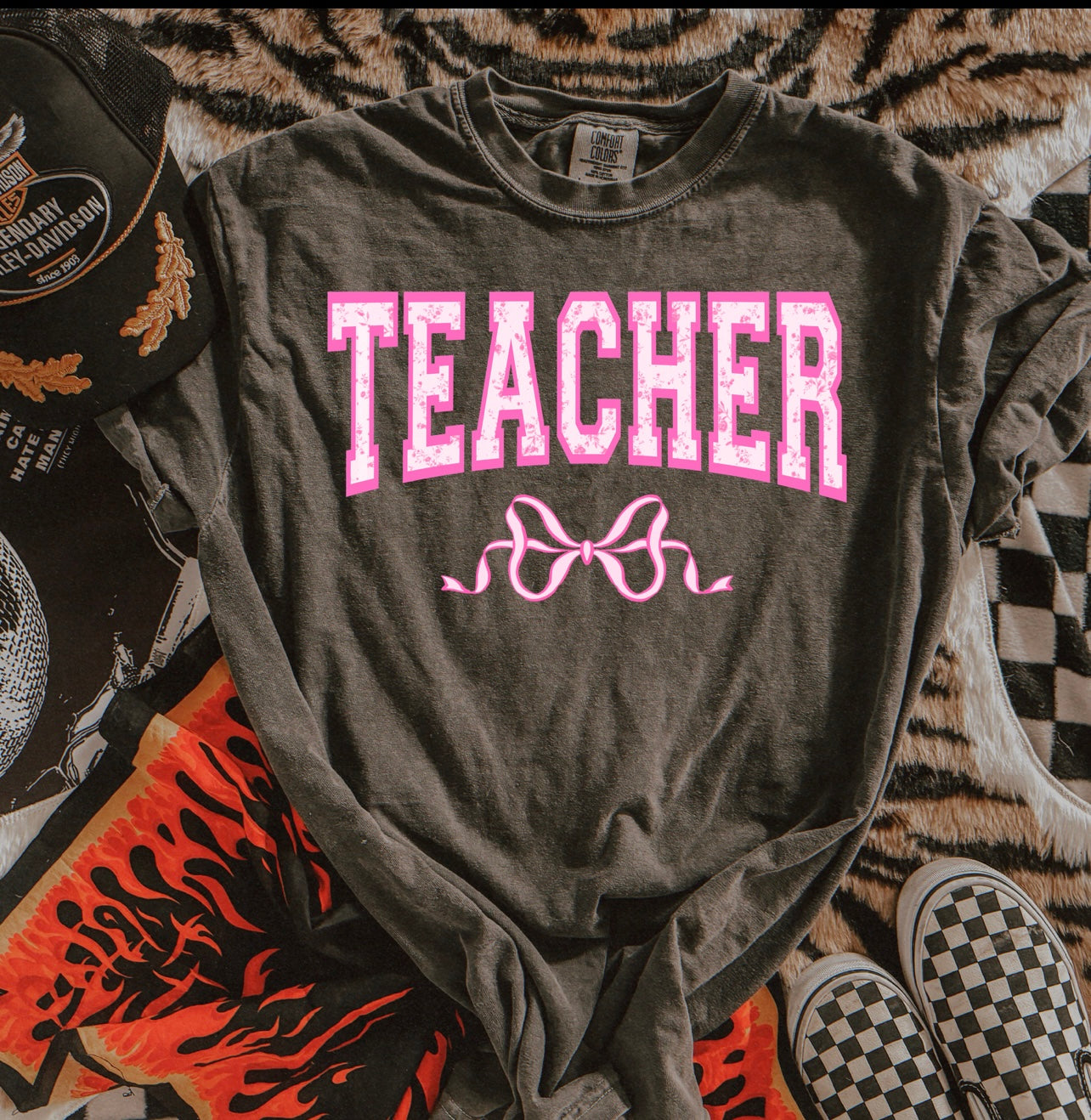 Pink teacher bow