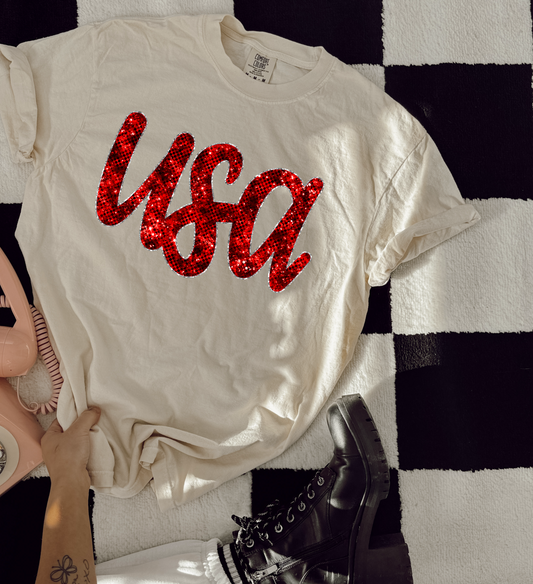 USA glitter red