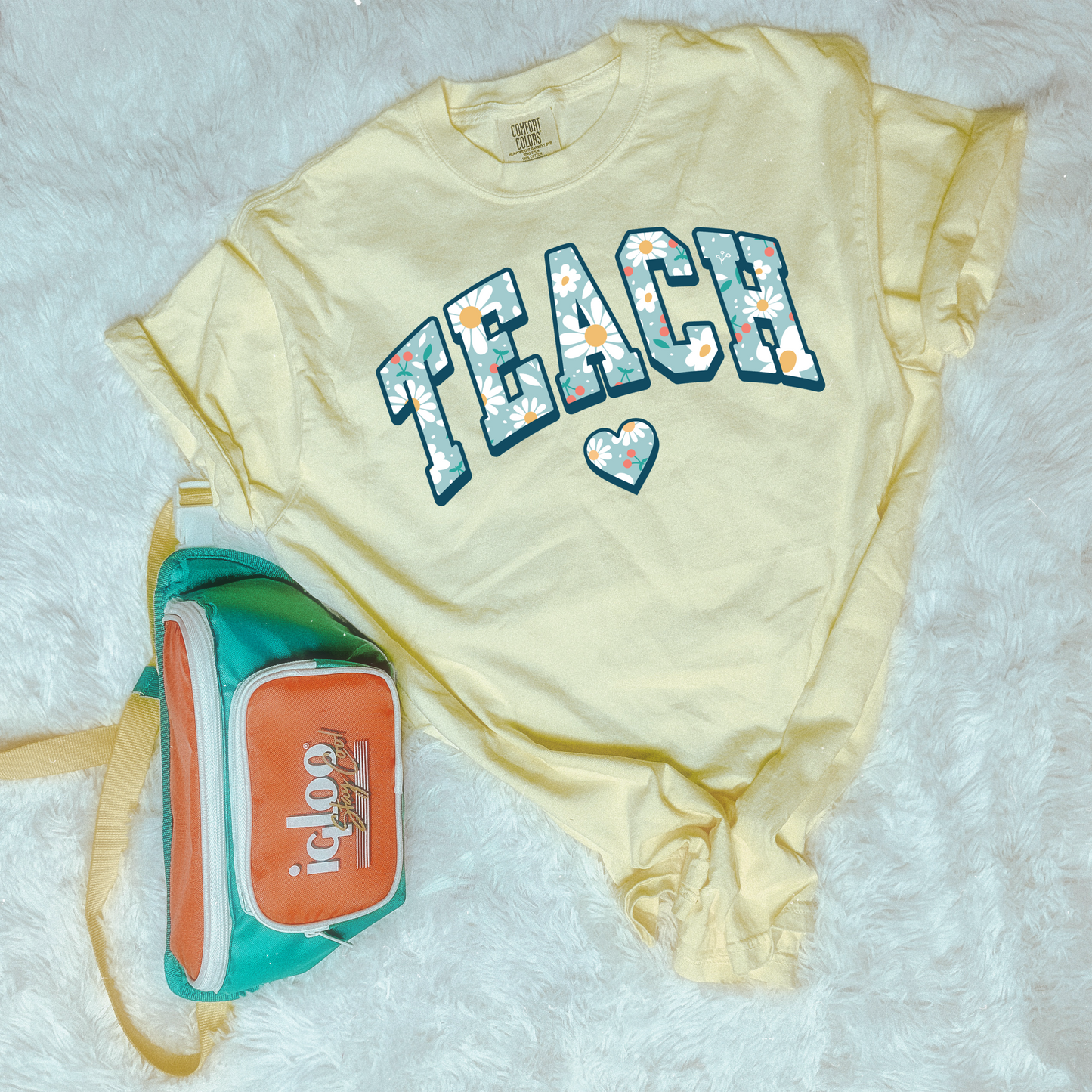 Teacher blue /yellow flowers
