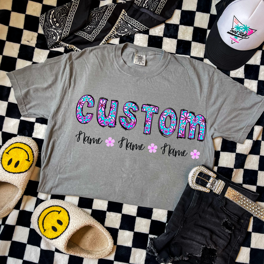 Custom name /kid names floral purple