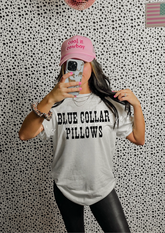 Blue collar pillows