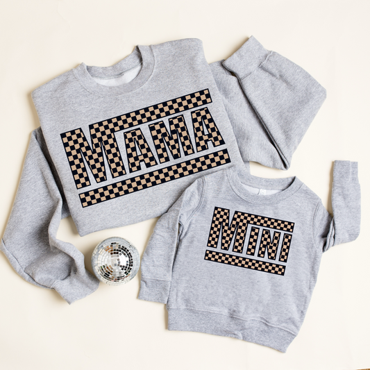 Tan checkered mini -children