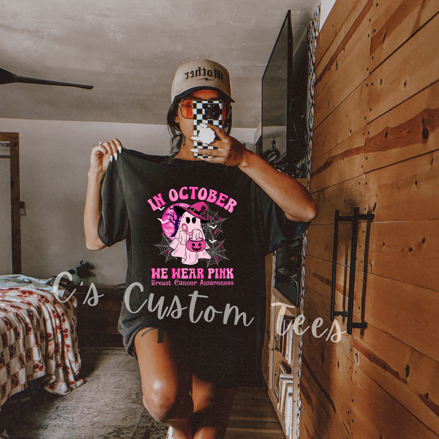 In Oct we wear pink ghost web