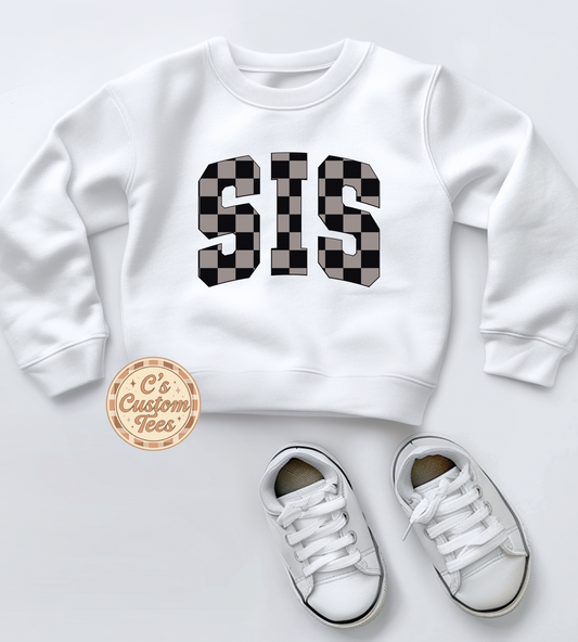 Grey black checkered sis - children