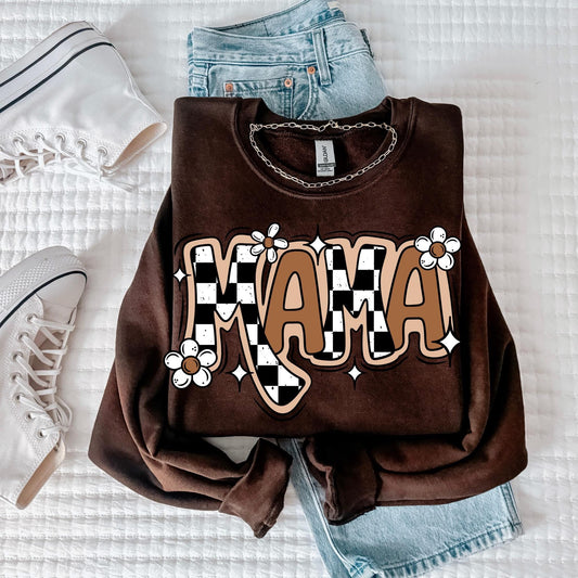 Mama tan checkered retro